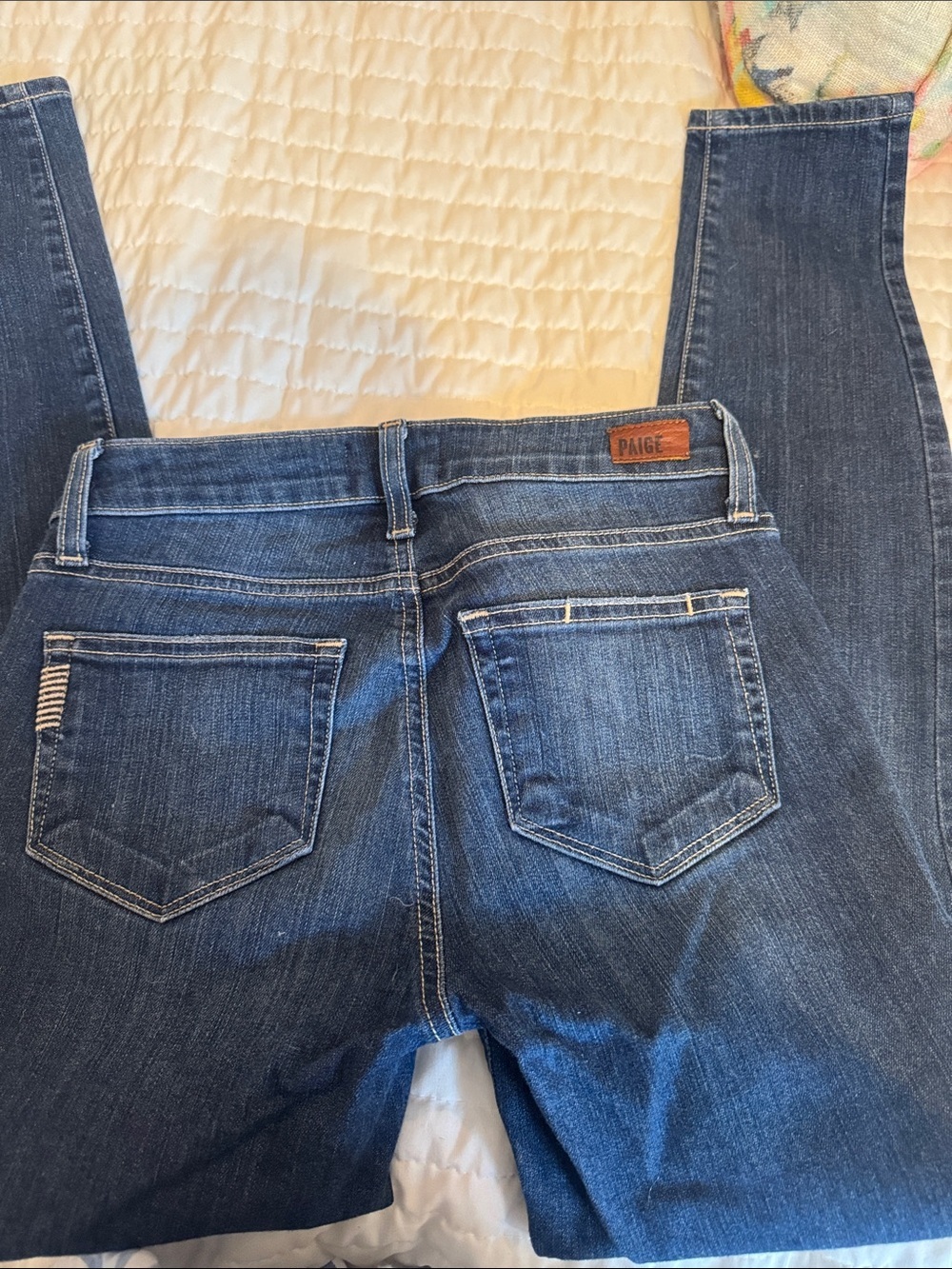 PAIGE Dark Blue Distressed Boyfriend Jeans